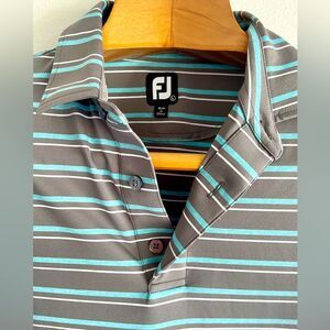 Foot Joy Performance Golf  Polo Shirt Stripes Casual Confort Mens L